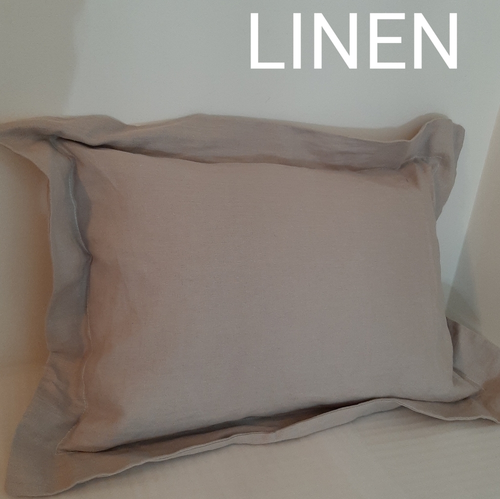 Bellora Basil Beige 100% Linen 12" x 18" Made In Italy Lumbar Pillow